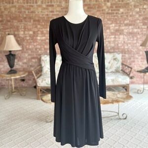 OF/Mercer Black Jersey Knit Faux Wrap Dress XS
